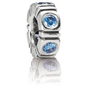 PANDORA Trinity Blue CZ Spacer Authentic Sterling Silver Zirconias Charm